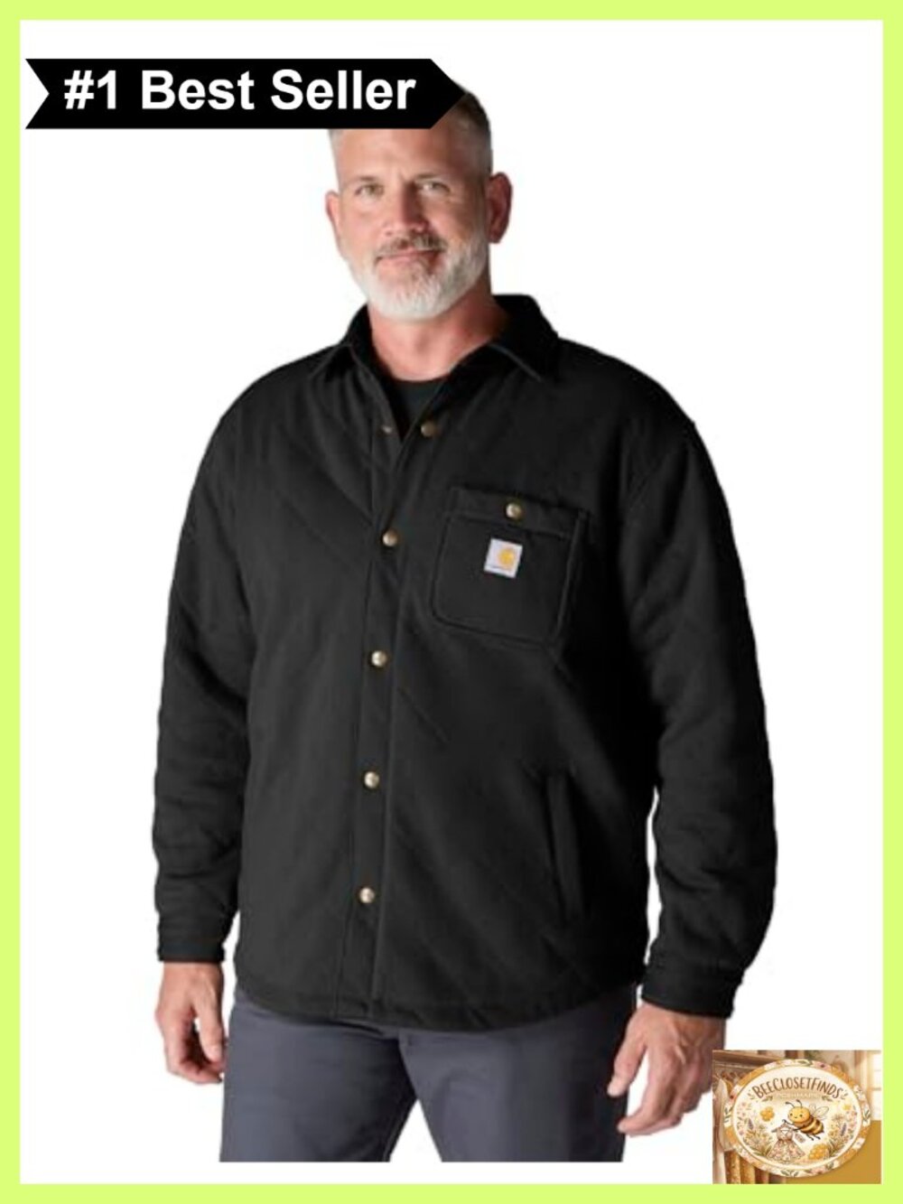 Quilted Snap Front Shirt Jac Loose Fit Water Repellent